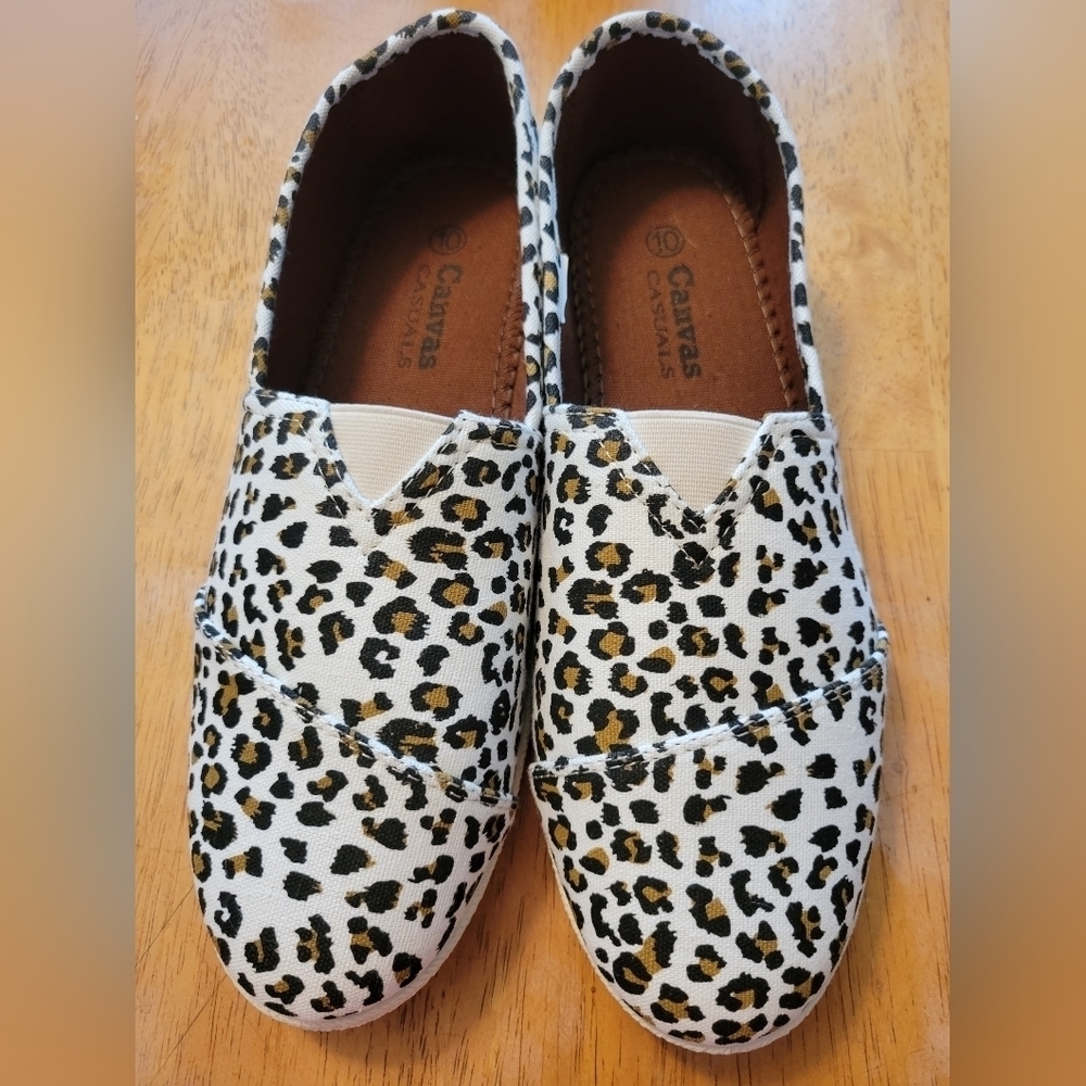 Canvas Casuals Leopard Print Espadrille Slip-on Shoe Size 10